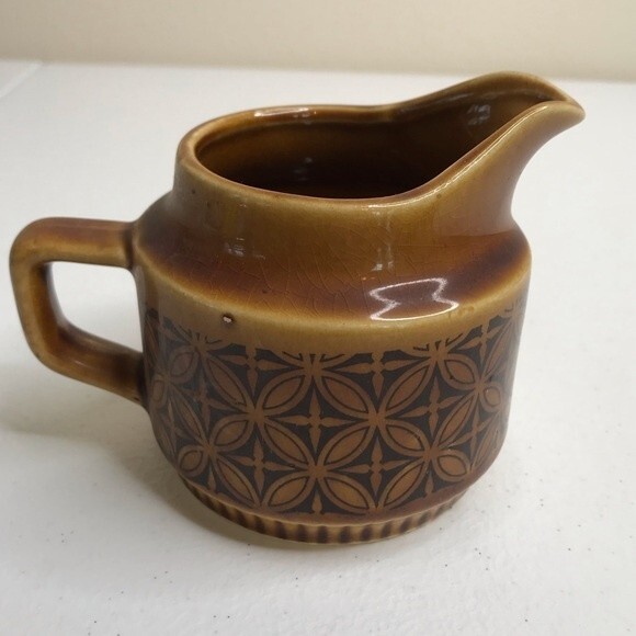 Vintage 1960s Royal Sealy Creamer Brown Pattern Made in Japan 5 X 3.5 Inches - Picture 2 of 11
